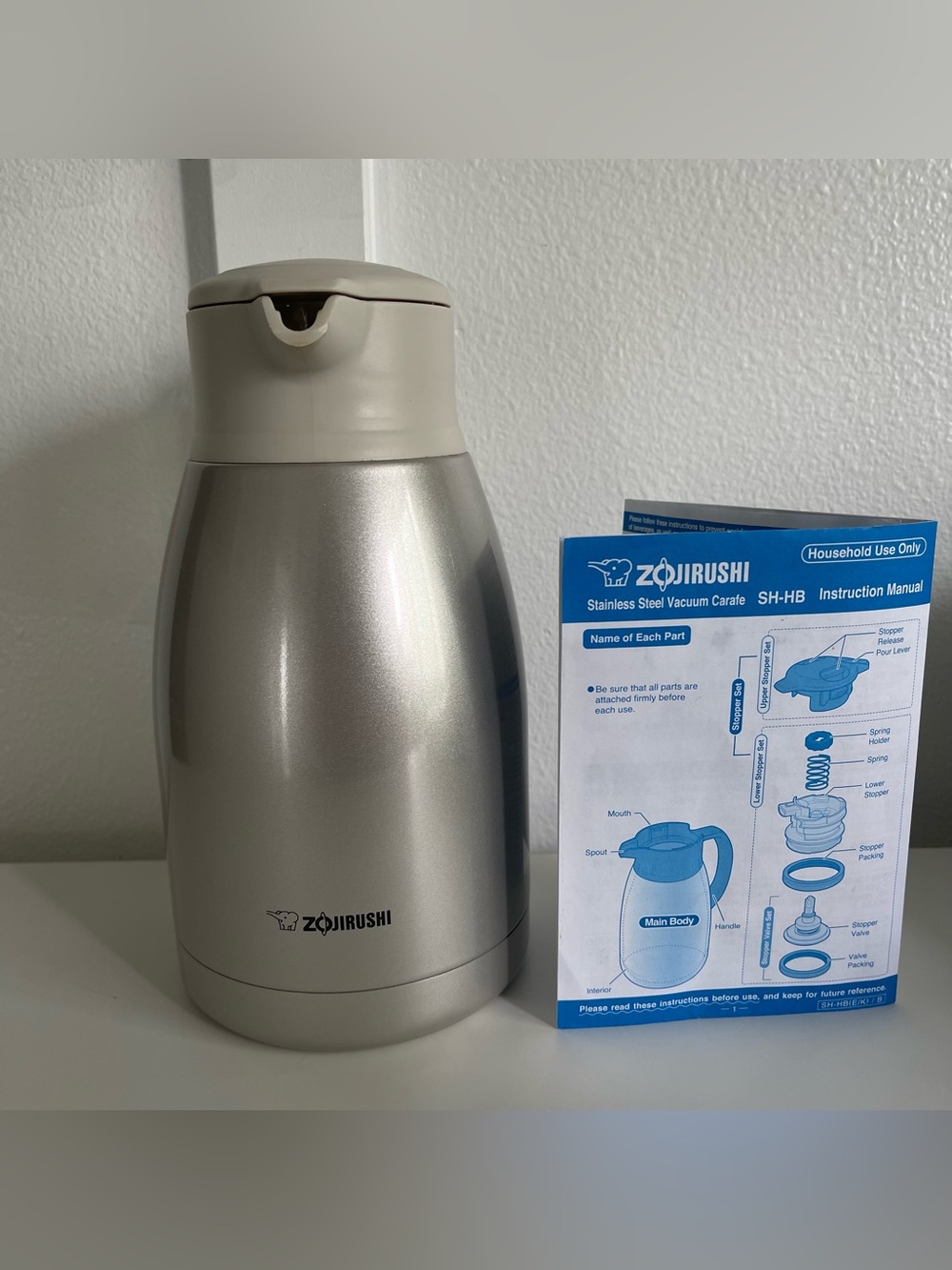 Zojirushi Stainless Steel Vacuum Carafe Pot 1.5L SH-HB15-SA Coffee Hot